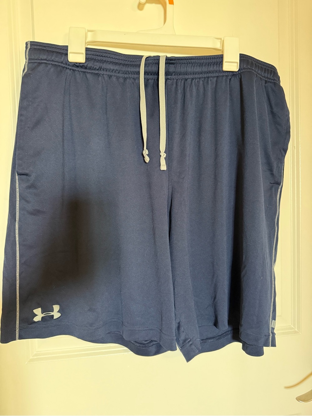 Under Armour Men's Navy Athletic Training Shorts with White Drawstring